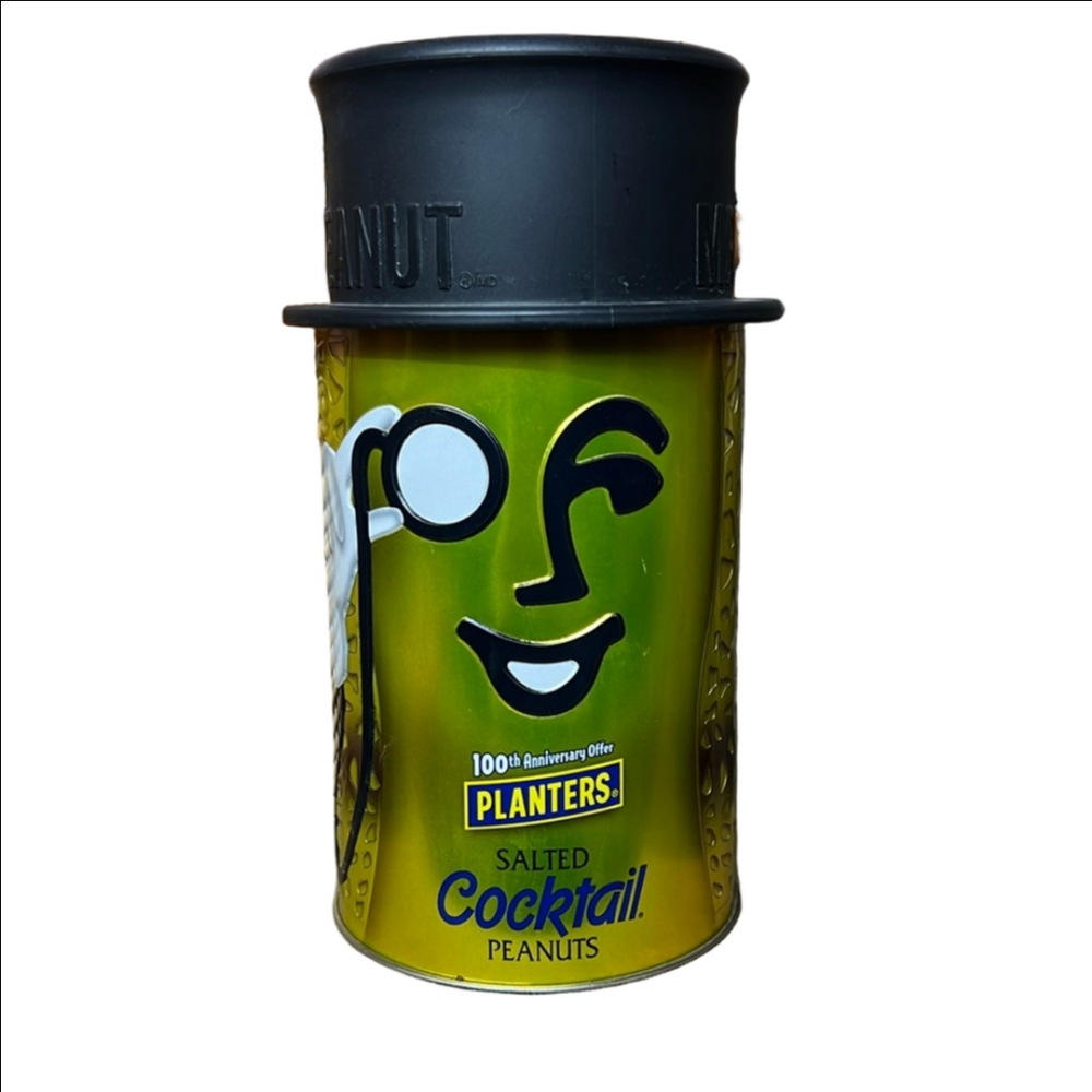 PLANTERS Mr.peanut Salted Cocktail Peanuts 100th Anniversary Metal Tin Container